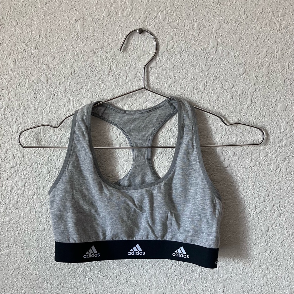 Heather Grey T-Shirt Bra - Adidas XS